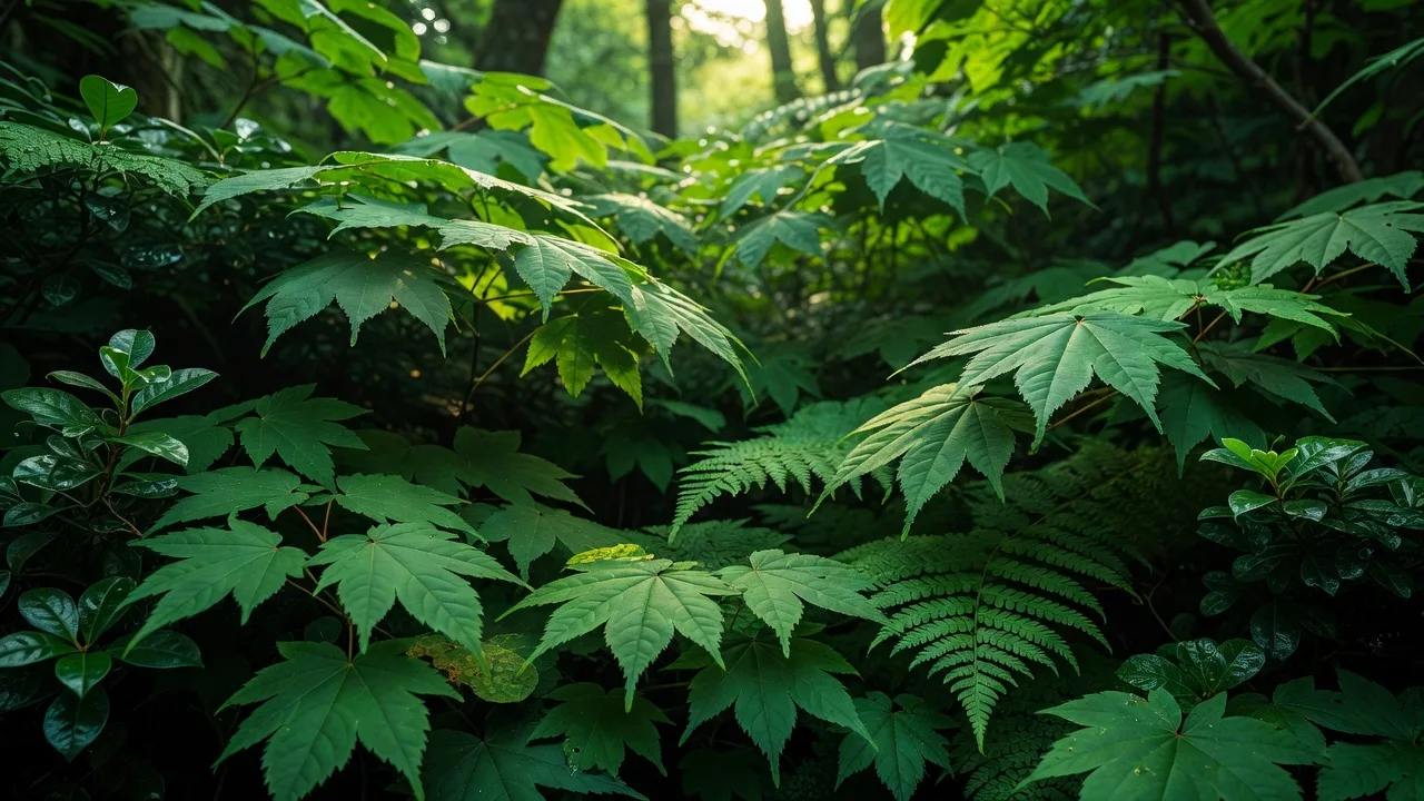夏の葉の重なり