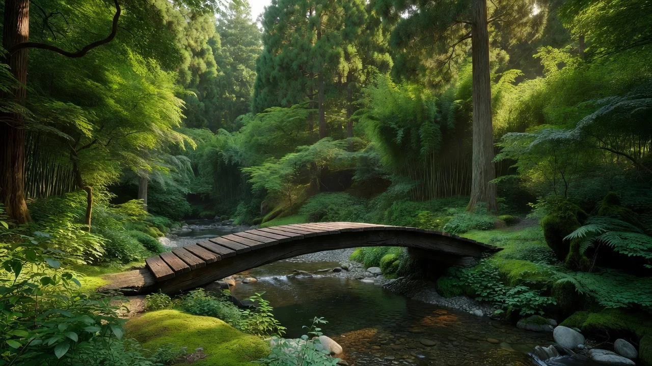 夏の森の小橋