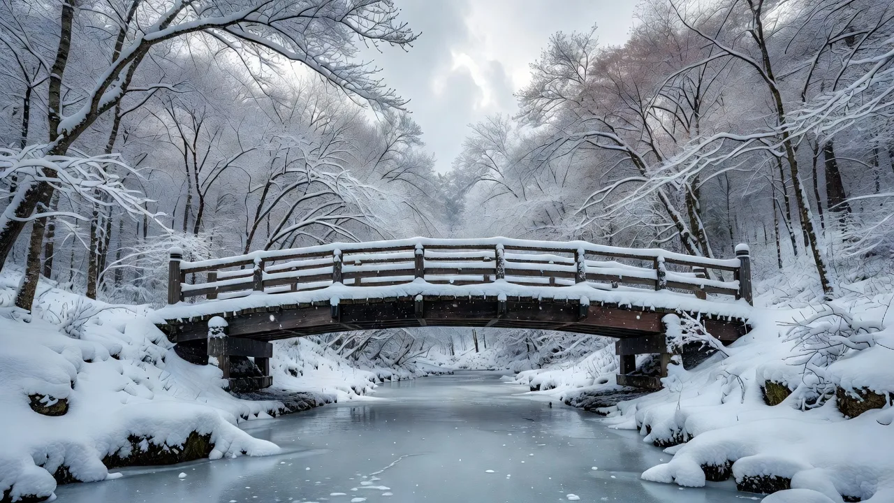 雪に埋もれた橋