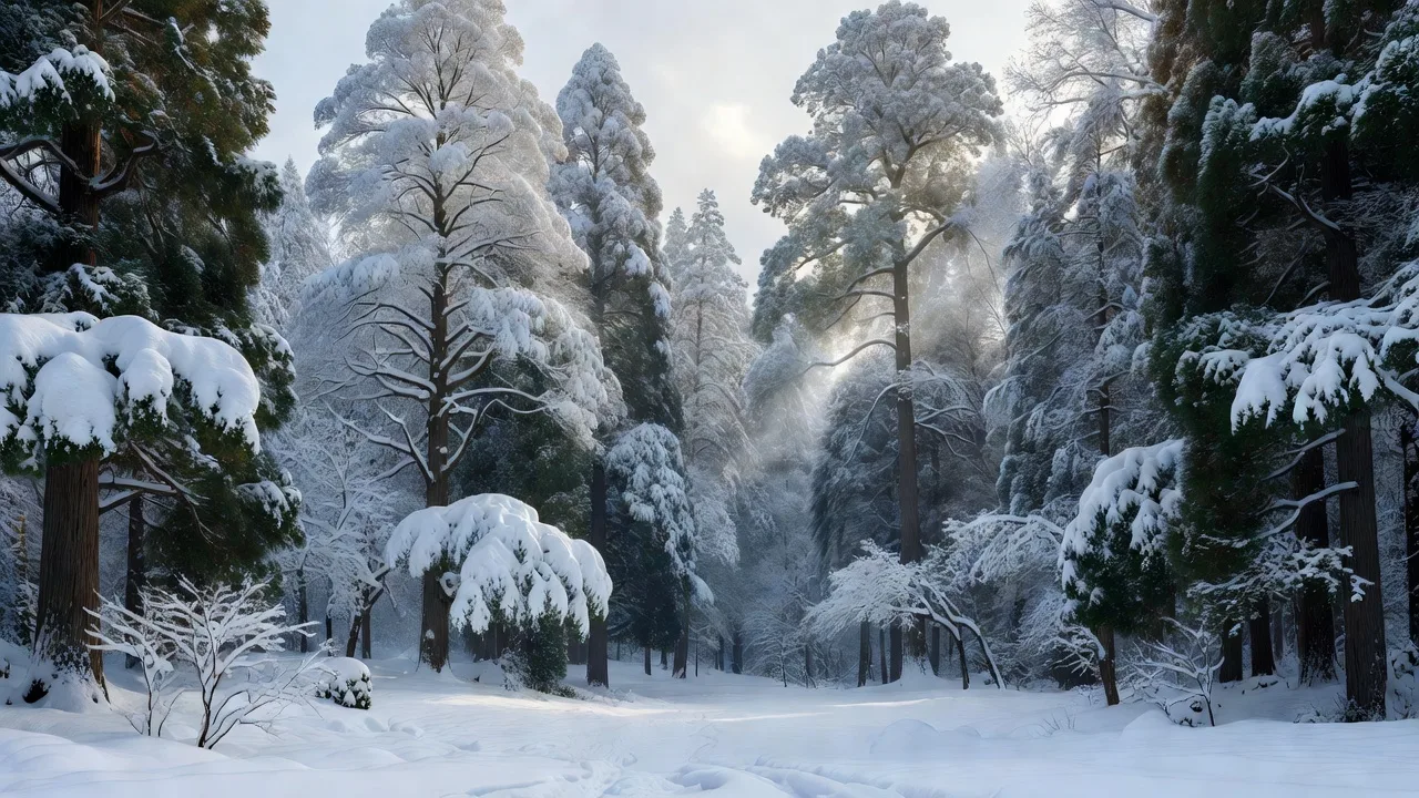 雪に覆われた冬の森